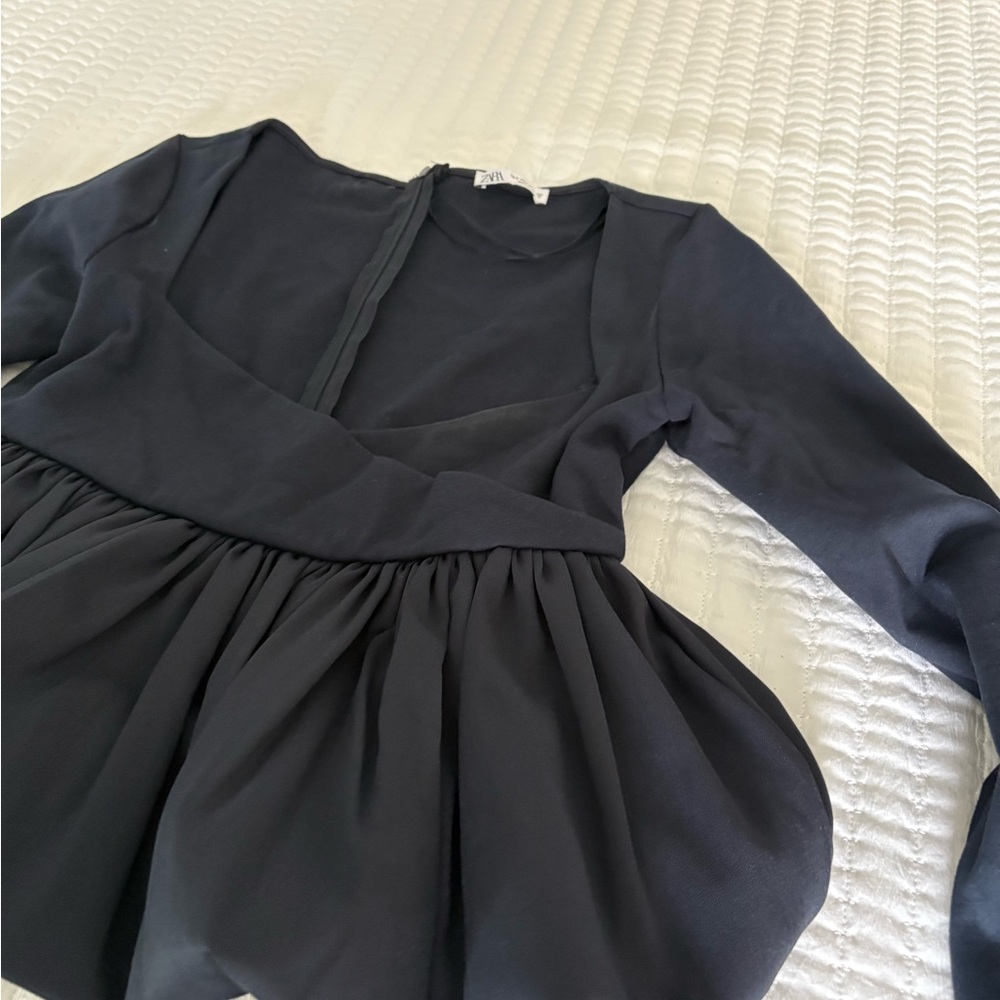 Zara Navy Long Sleeve Top